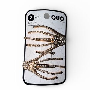 QUO Beauty Salon Clips Gold Hardware Skeleton Crystal Hands BRAND NEW Set Of Two